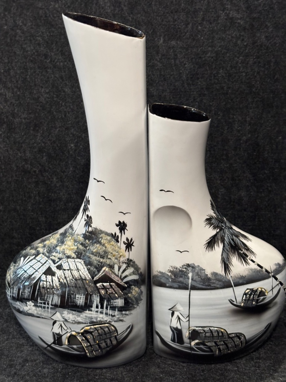 Lacquered Double Vases Vietnamese